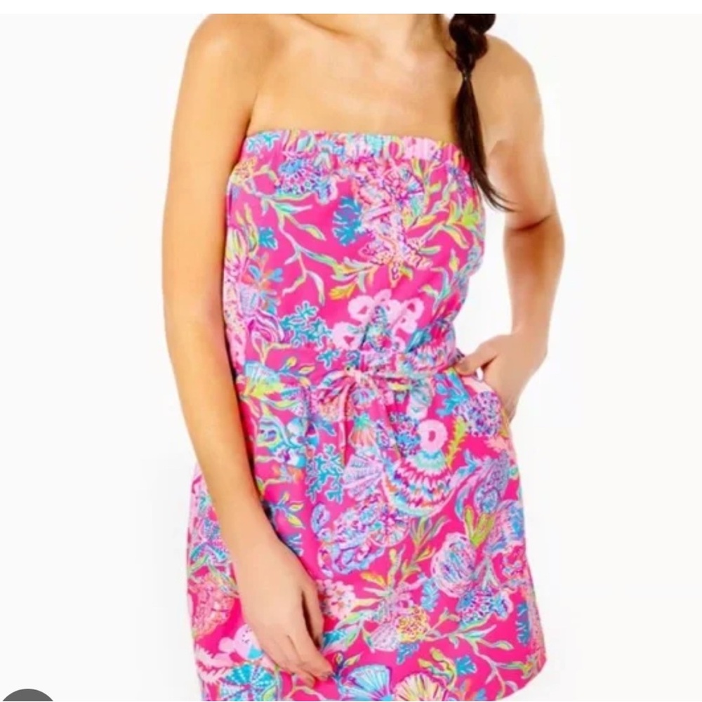 Lilly Pulitzer Pink and Green Dress. Larch coverup. Brand new, never worn.